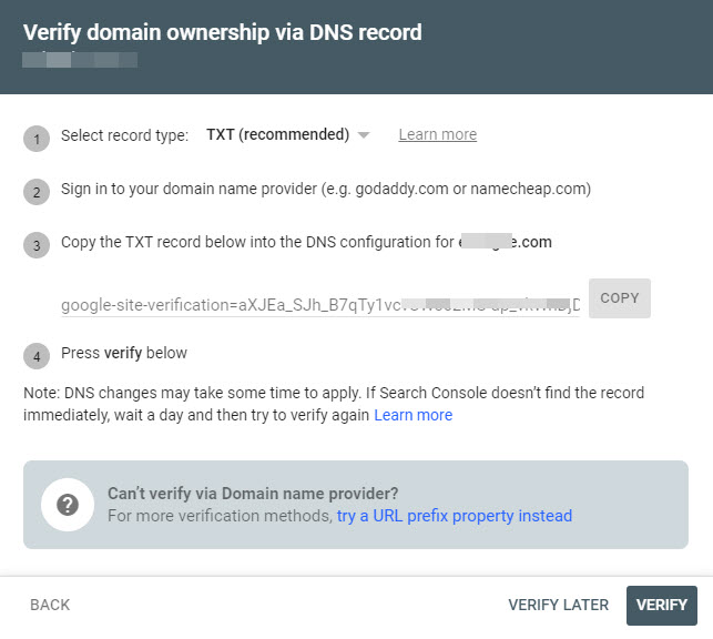 ثبت سایت در گوگل با روش URl Prefex و استفاده از DNS Record